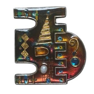 Abstract Art Brooch – Enamel & Mixed Materials